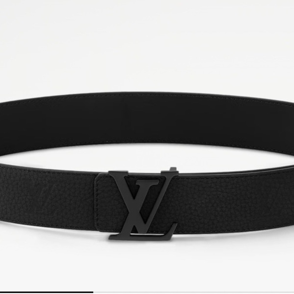 Louis Vuitton Black Monogram-Embossed Leather Belt with Matte LV Buckle
